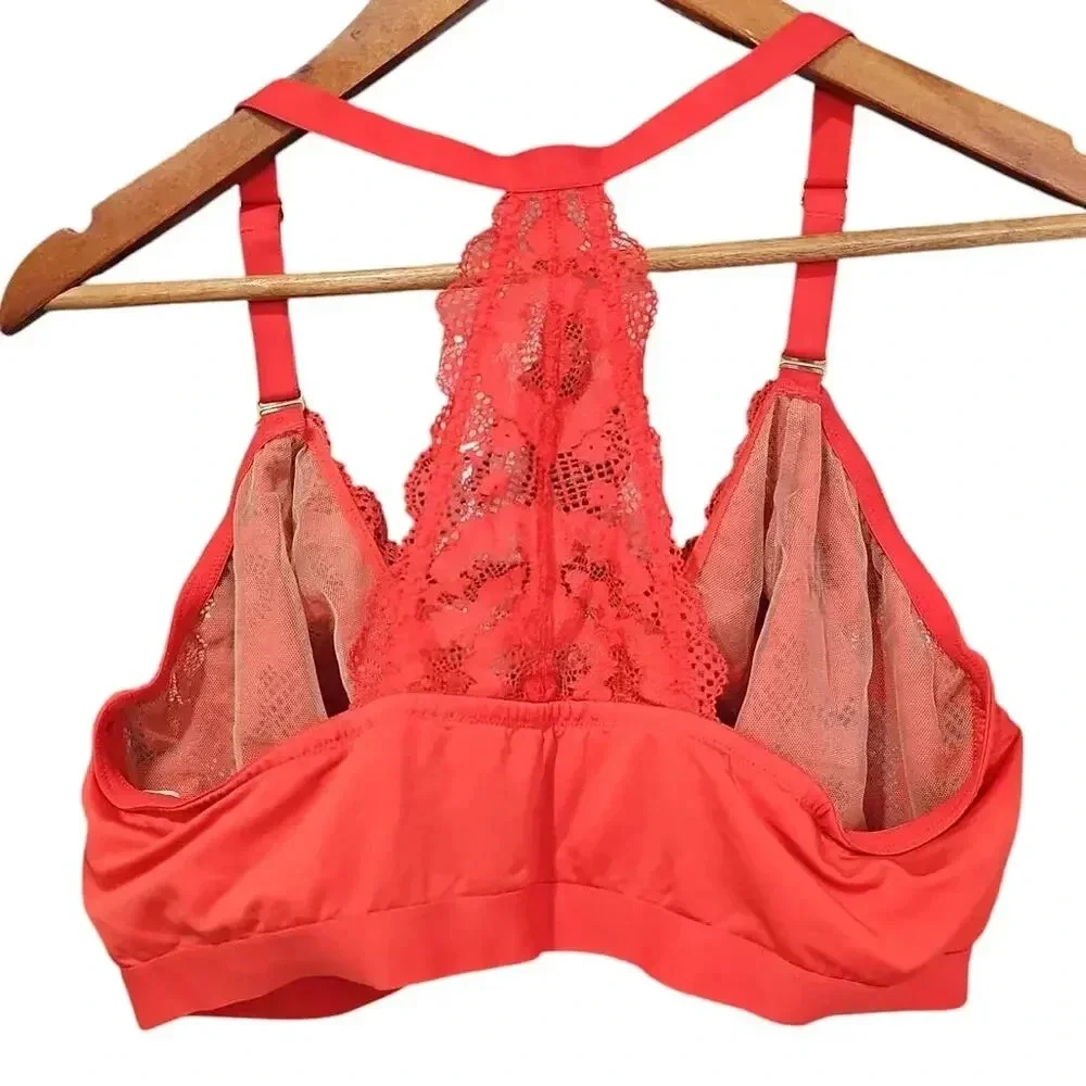 Cacique Floral Lace Triangle Unlined Bra Starfish Coral Size 44C